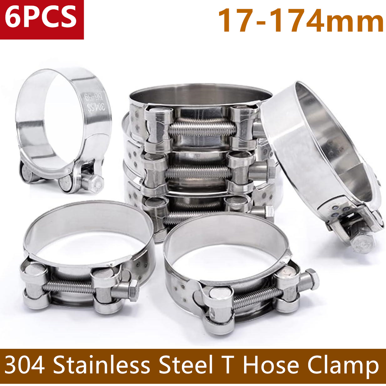 T-Bolt Hose Clamps Stainless Steel Turbo - Colliers de Serrage de Tuyau en