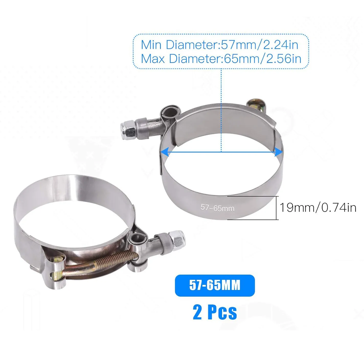 Colliers de serrage en T de 2  - T-Bolt Hose Clamps Stainless Steel Turbo avis et prix