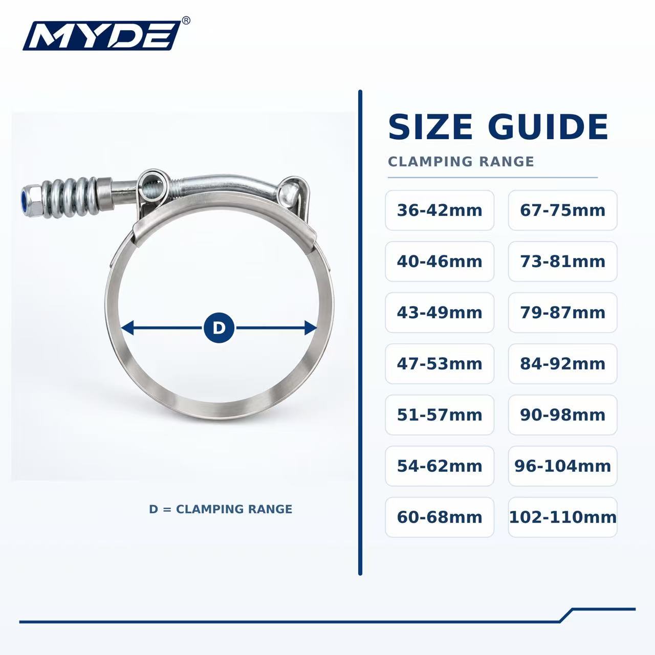10 pièces, colliers de serrage - T-Bolt Hose Clamps Stainless Steel Turbo avis et prix