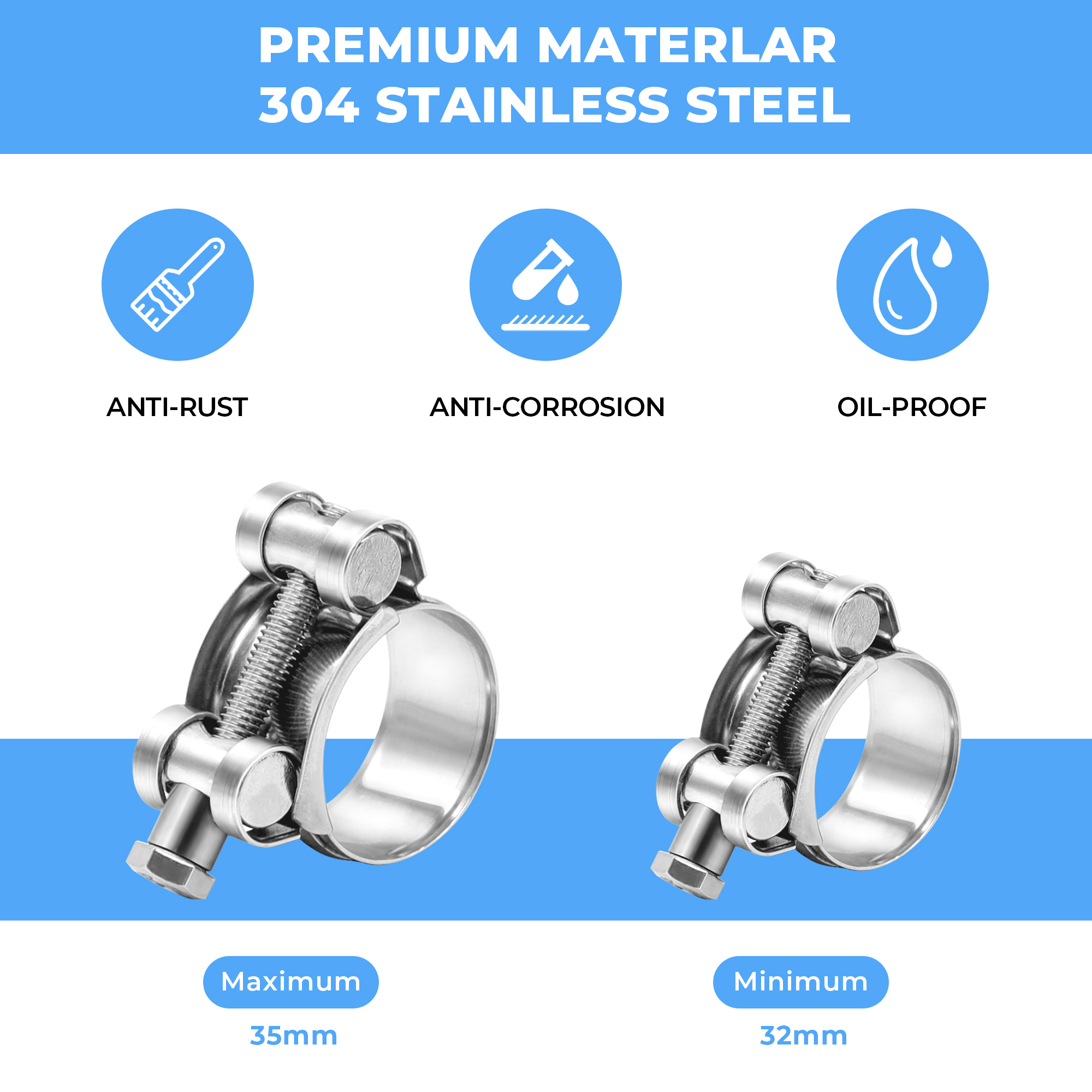 Collier de serrage de tuyau en - T-Bolt Hose Clamps Stainless Steel Turbo avis et prix