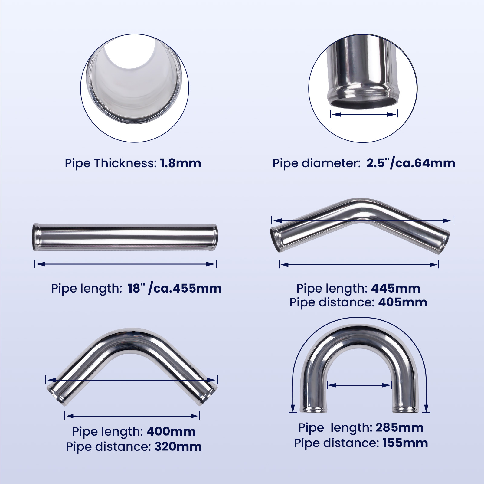 Kit universel de tuyaux d'écha - Intercooler Piping Kit Aluminum 2.5 Inch avis et prix